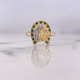 Herraje Herradura Caballo 3.8gr / 2.2cm / Circones Verdes Dos Oros Amarillo Blanco 18K #
