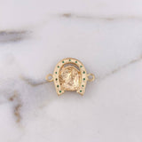 Herraje Herradura Caballo 3.8gr / 2.2cm / Circones Verdes Dos Oros Amarillo Blanco 18K #