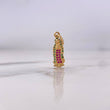 Dije Virgen Guadalupe 1.15gr / 2.9cm / Circones Verdes Fucsias Oro Amarillo 18K #
