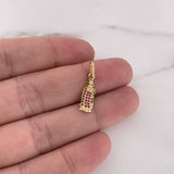 Dije Virgen Guadalupe 1.15gr / 2.9cm / Circones Verdes Fucsias Oro Amarillo 18K #