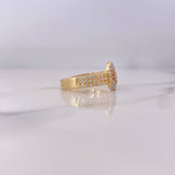 Anillo Corona RX 3.35gr / T6 1/2 / Circones Blancos Dos Oros Amarillo Rosa 18K #