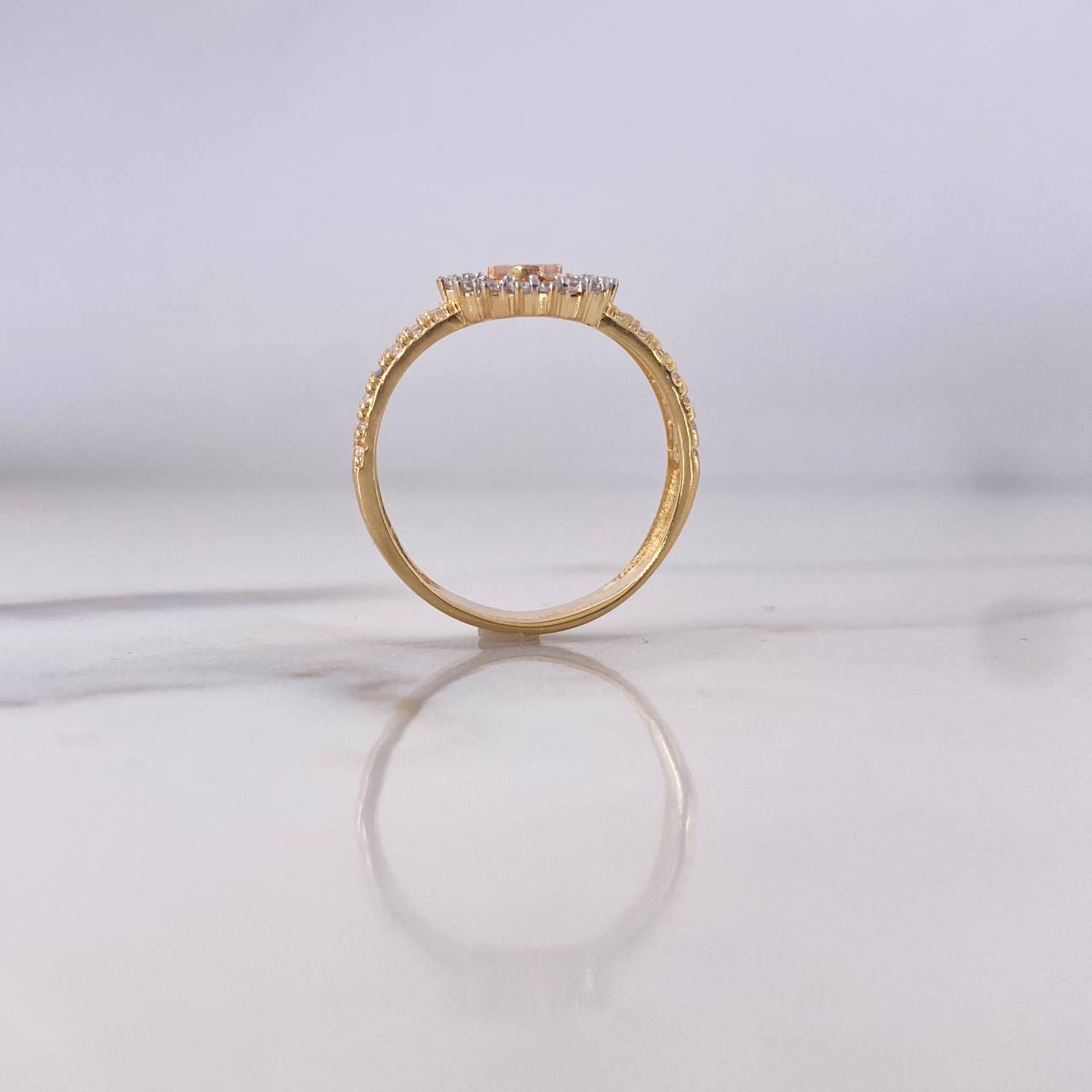 Anillo Corona RX 3.35gr / T6 1/2 / Circones Blancos Dos Oros Amarillo Rosa 18K #