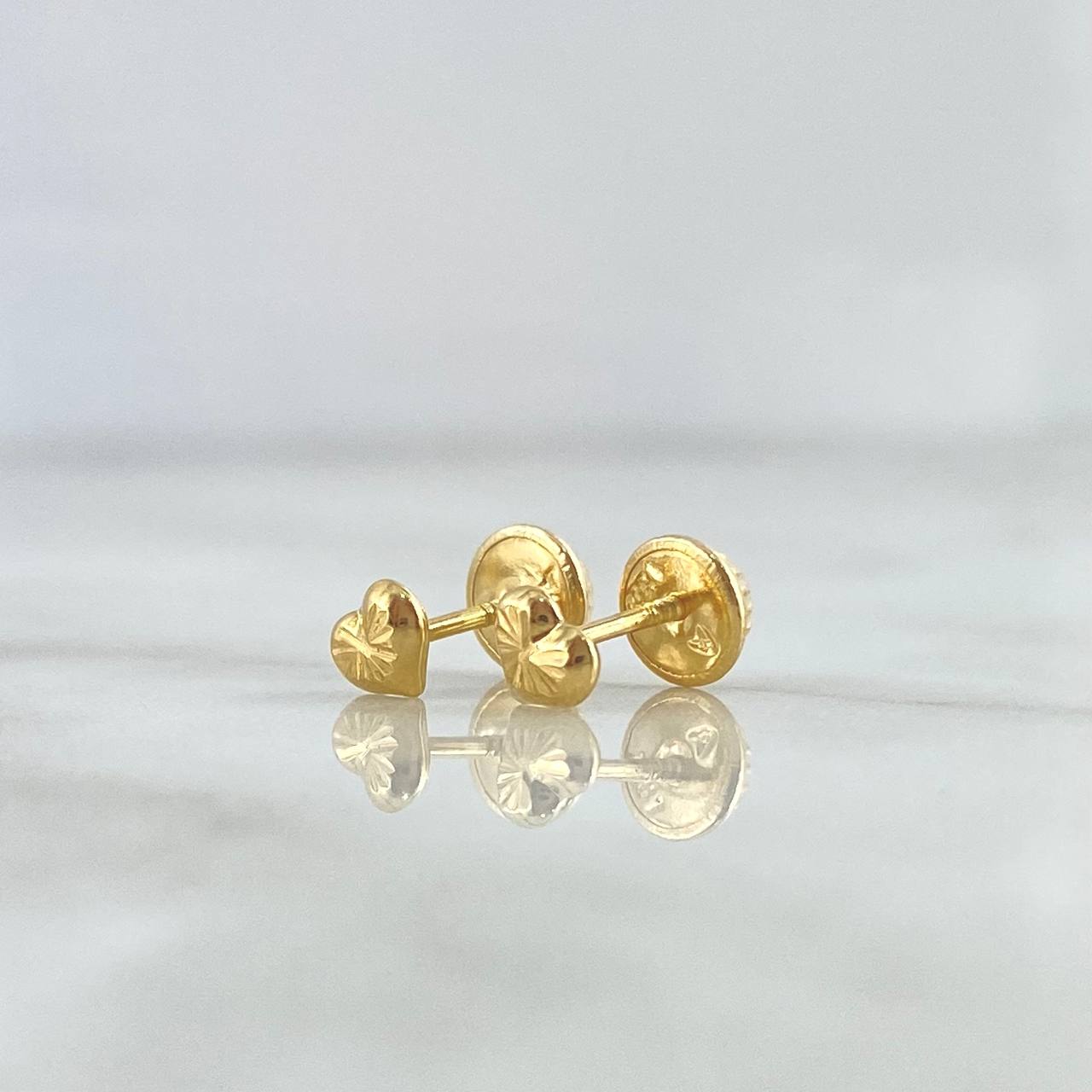 Topos Corazón 0.5gr / 4mm Centro Diamantado Oro Amarillo 18K ©
