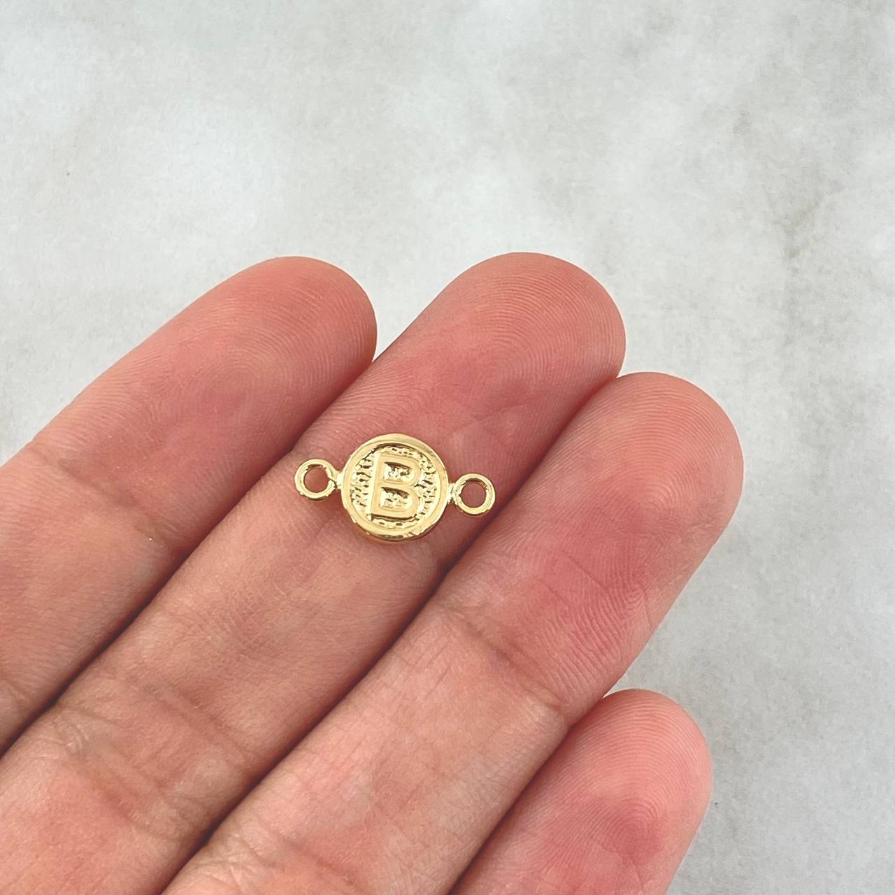 Herraje Letra B 0.4gr / 1.5cm / Circulo Liso Oro Amarillo 18K
