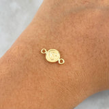 Herraje Letra S 0.35gr / 1.5cm / Circulo Texturizado Rustico Oro Amarillo 18K
