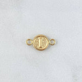 Herraje Letra I 0.4gr / 1.5cm / Circulo Texturizado Rustico Oro Amarillo 18K