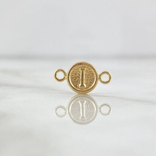 Herraje Letra I 0.35gr / 1.5cm / Circulo Texturizado Rustico Oro Amarillo 18K