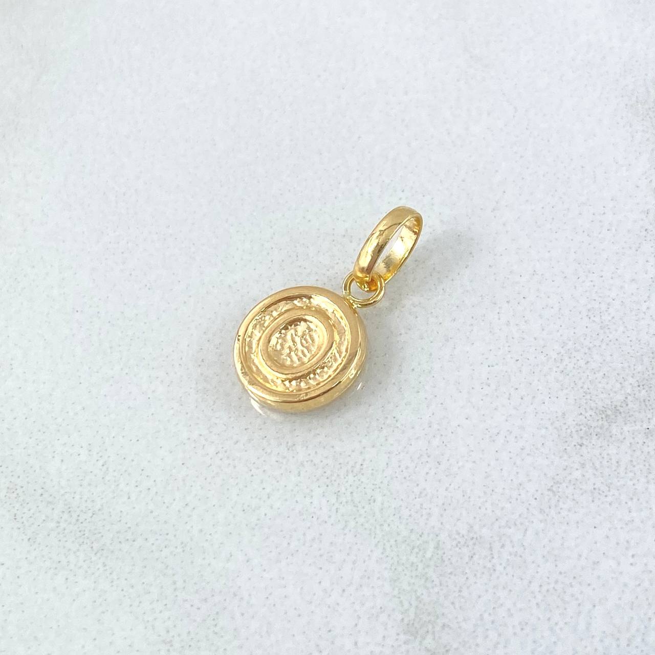 Dije Letra O 0.35gr / 1.5cm / Circulo Texturizado Rustico Oro Amarillo 18K