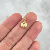 Dije Letra O 0.35gr / 1.5cm / Circulo Texturizado Rustico Oro Amarillo 18K