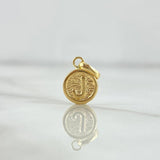 Dije Letra J 0.35gr / 1.5cm / Circulo Texturizado Rustico Oro Amarillo 18K