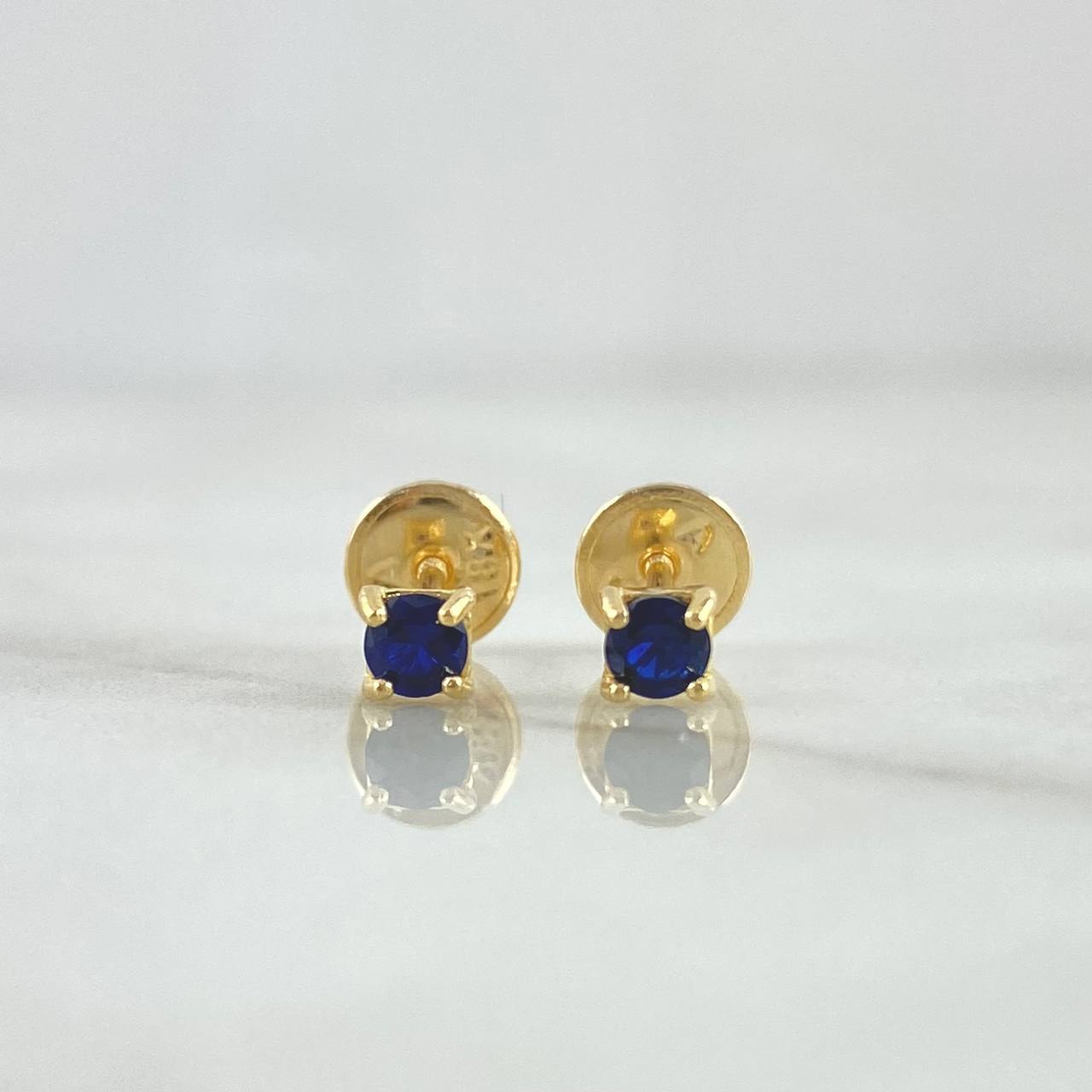 Topos Caja 0.7gr / 3mm Circones Azul Oscuro Oro Amarillo 18K (Joya) ©