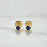 Topos Caja 0.7gr / 3mm Circones Azul Oscuro Oro Amarillo 18K (Joya) ©