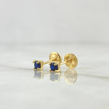 Topos Caja 0.7gr / 3mm Circones Azul Oscuro Oro Amarillo 18K (Joya) ©