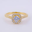 Anillo Solitario Halo Cuadrado 3.1g / T7 1/4 Oro Amarillo 18K