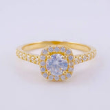 Anillo Solitario Halo Cuadrado 3.1g / T7 1/4 Oro Amarillo 18K