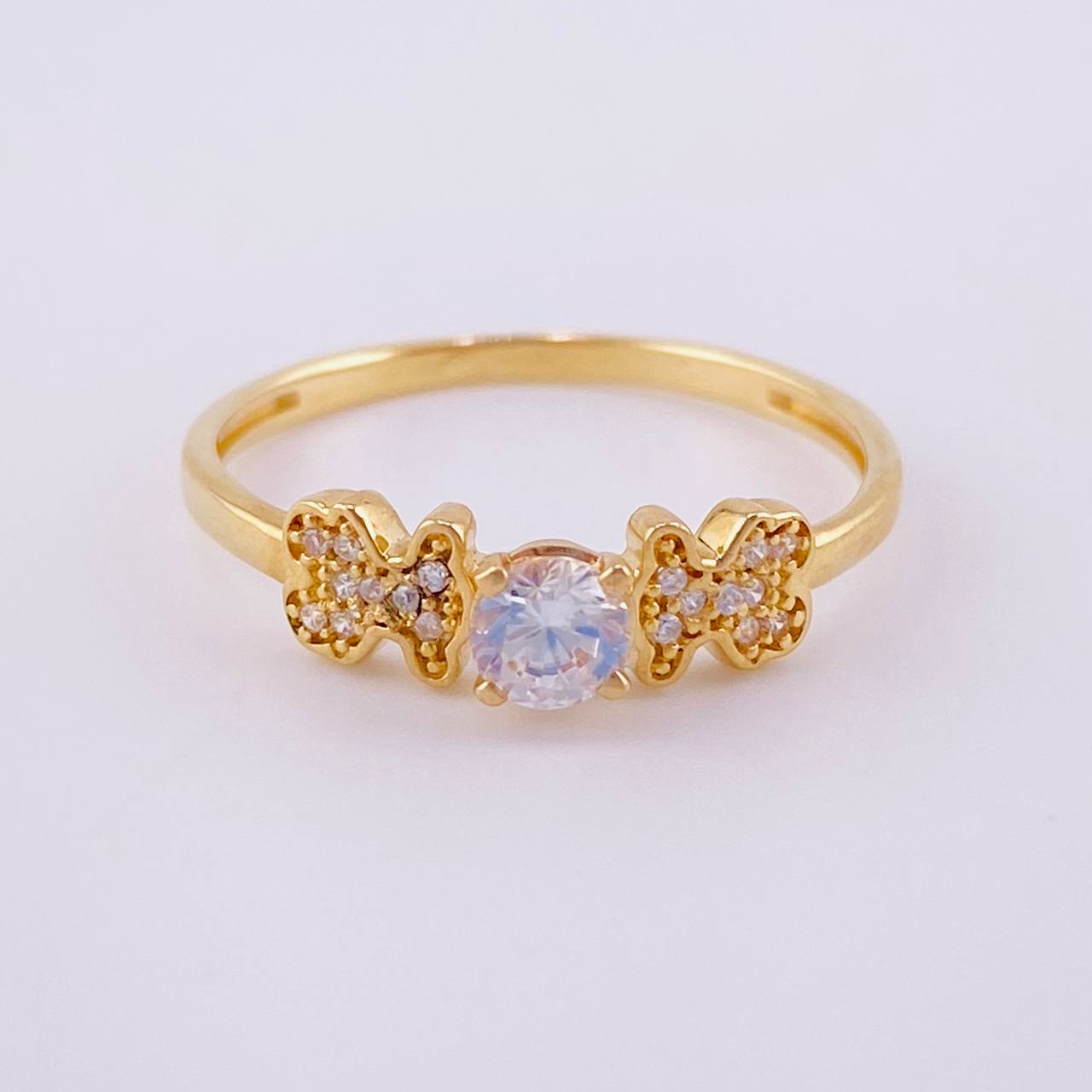 Anillo Solitario Dos Osos 1.85g / T8 1/4 Oro Amarillo 18K