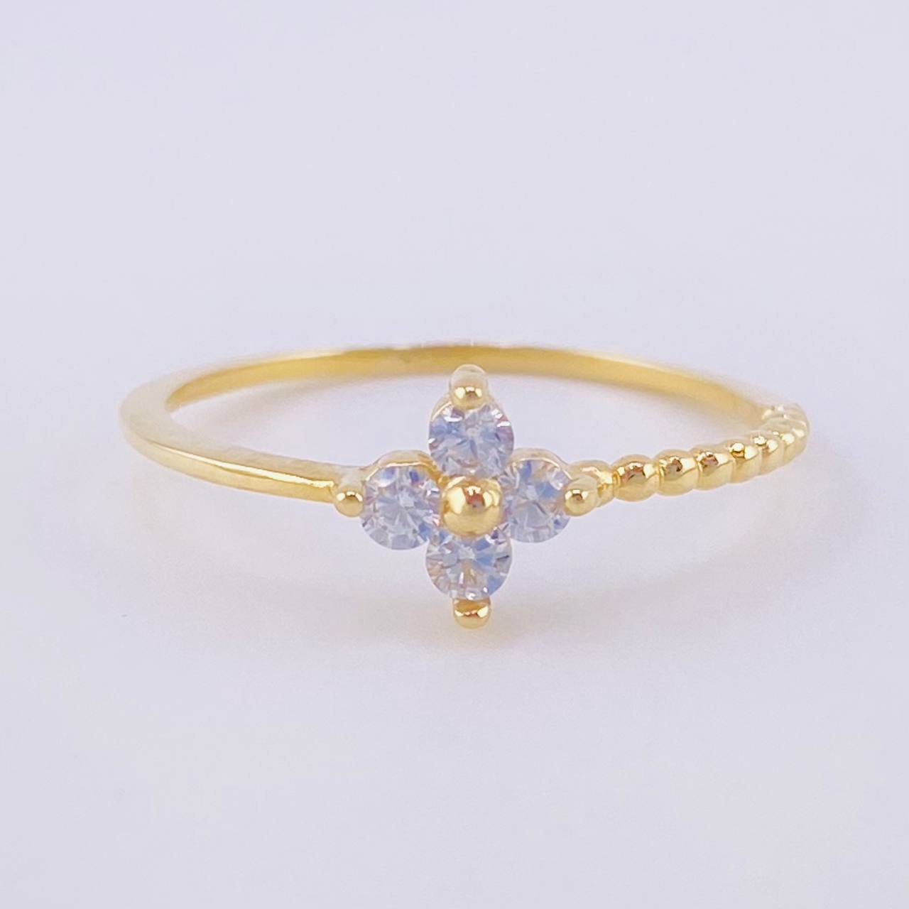 Anillo Flor Burbujas 1.25g / T6 3/4 Oro Amarillo 18K