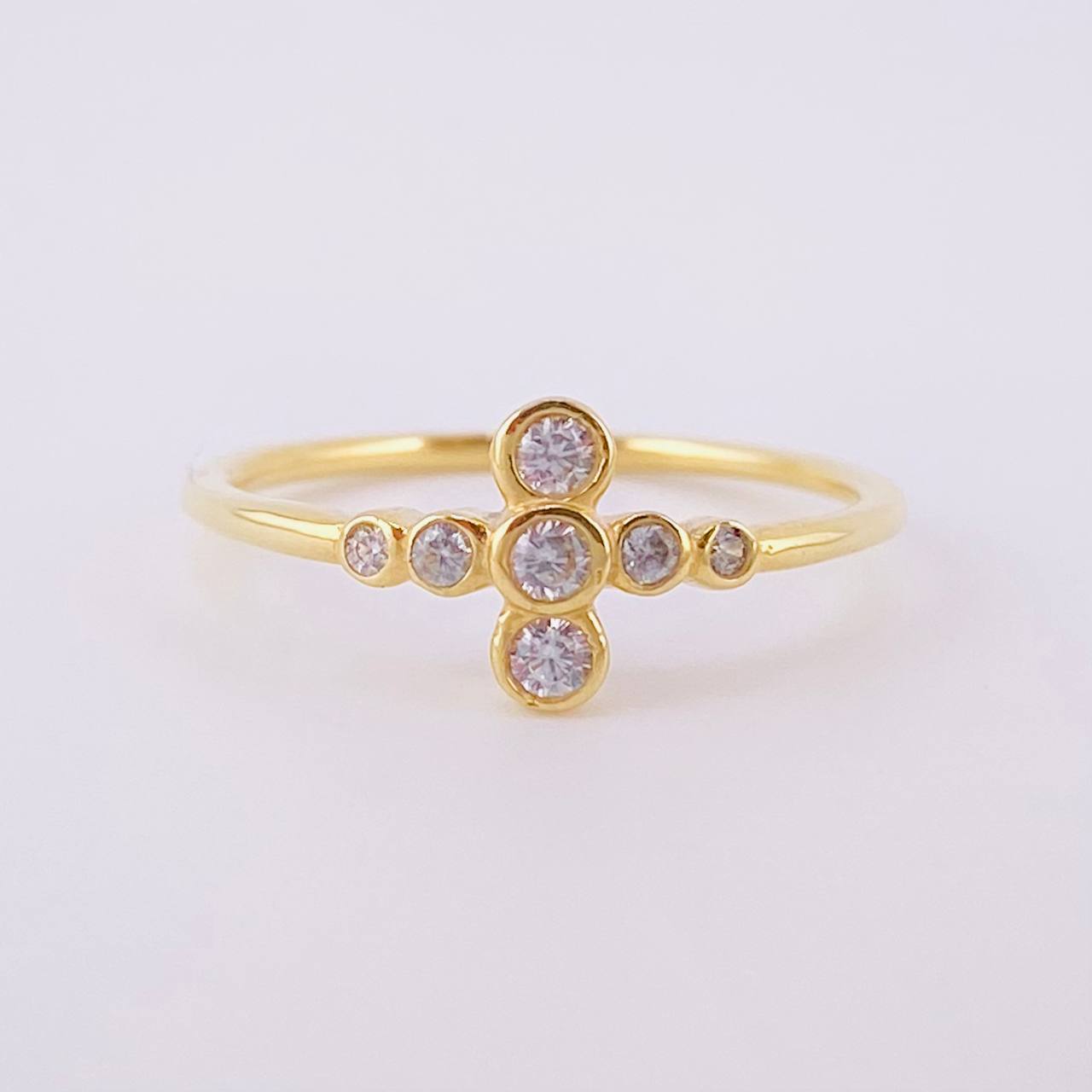 Anillo Cruz Burbujas 1.6g / T6 Oro Amarillo 18K