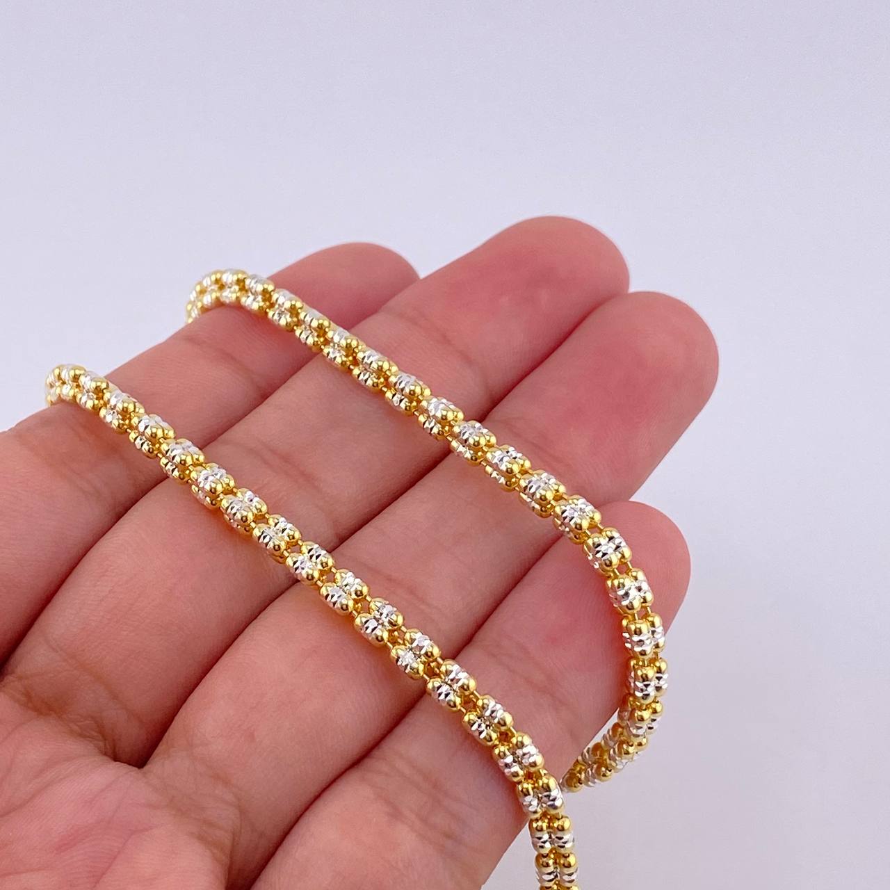 Cadena Ice 2 Tonos 13.4g / 45cm / 3.65mm Plata Vermeil 925