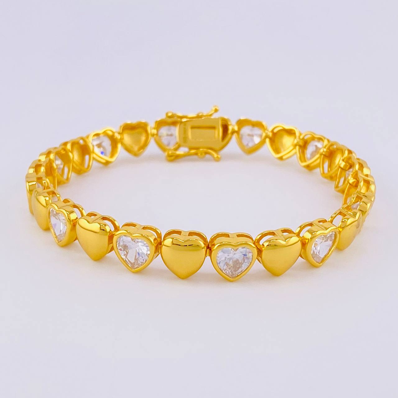 Pulso Corazón 16.5g / 18.2cm / 7.4mm Plata Vermeil 925