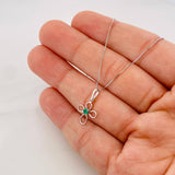 Set Cadena Veneciana + Dije Cruz Esmeralda 6pts / 1.45g / 45cm Oro Blanco 18K