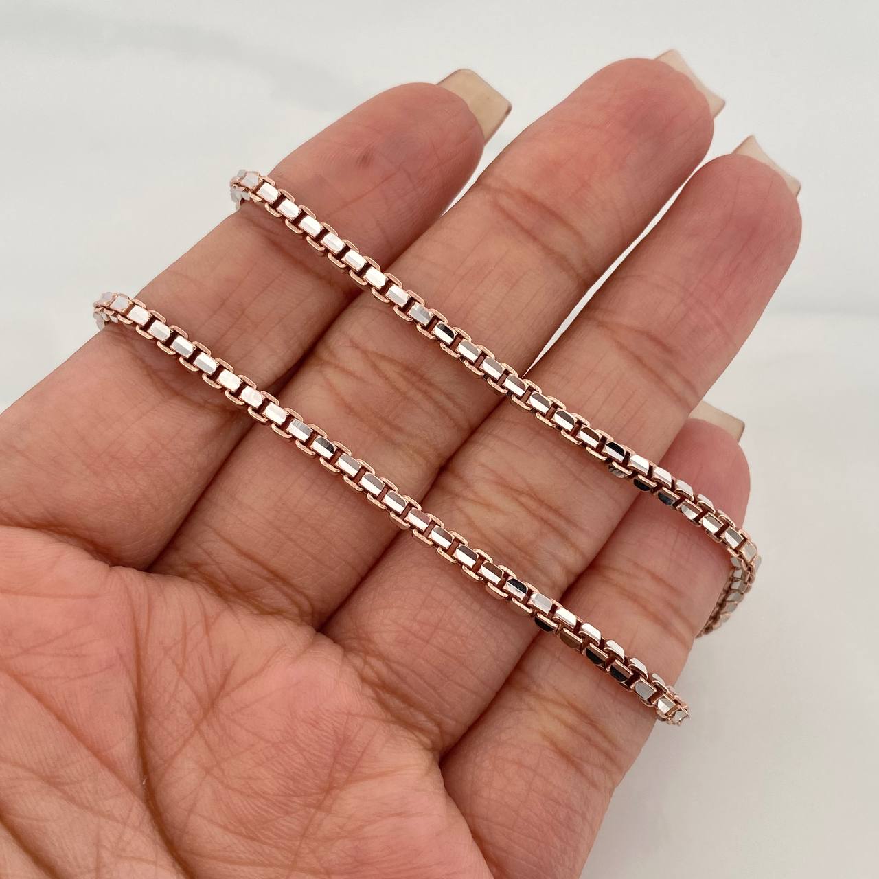 Cadena Veneciana 31.6 g / 65.5 cm / 1.3 mm Dos Oros Blanco Rosa 18K