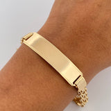 Pulso Chino 19.75gr / 23.2cm / 6.8mm Placa Rectangular Oro Amarillo +0 18K $