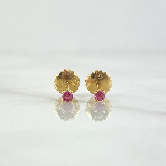 Topos Piedra 0.8gr / 3mm Rubí 9 Pts Oro Amarillo 18K (Joya) *