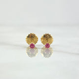 Topos Piedra 0.8gr / 3mm Rubí 9 Pts Oro Amarillo 18K (Joya) *