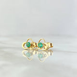 Topos Corazón Silueta 1.3gr / 8mm Esmeraldas 24pts Broche Mariposa Oro Amarillo 18K (Joya) *