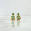 Topos Aro Doble 3.15gr / 1.3cm / Esmeraldas 36pts Broche Mariposa Oro Amarillo 18K (Joya) *