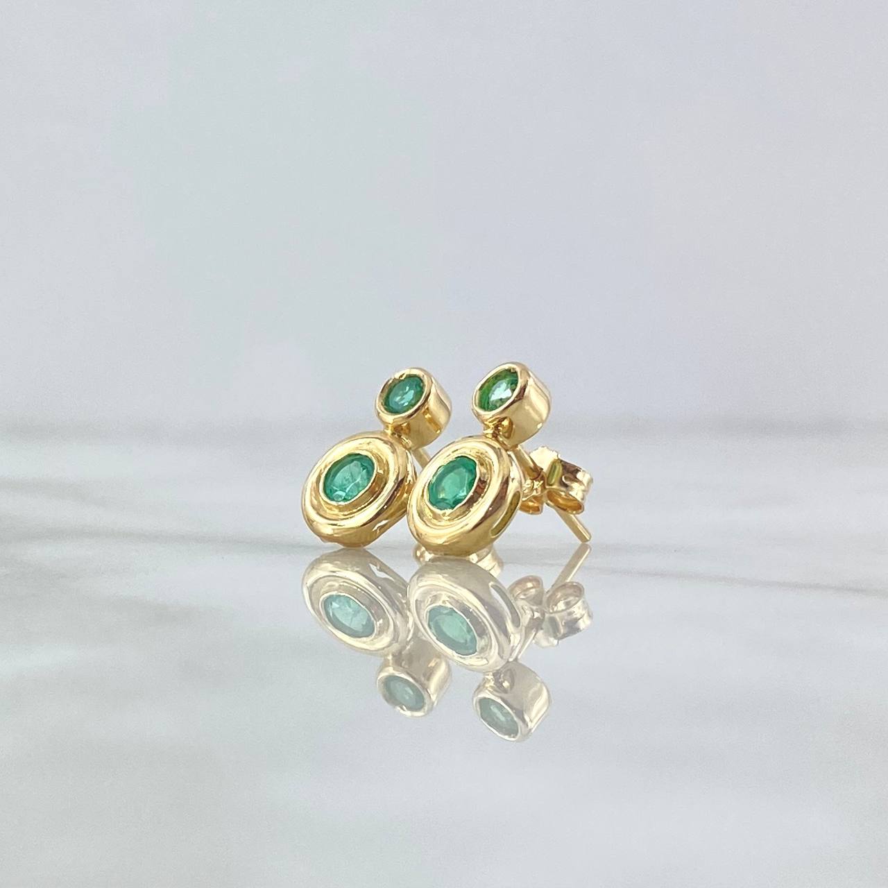 Topos Aro Doble 3.15gr / 1.3cm / Esmeraldas 36pts Broche Mariposa Oro Amarillo 18K (Joya) *