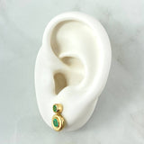 Topos Aro Doble 3.15gr / 1.3cm / Esmeraldas 36pts Broche Mariposa Oro Amarillo 18K (Joya) *