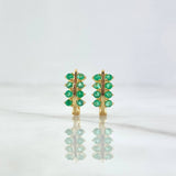 Candongas Rama Linea Doble 2.4gr / 1.1cm / Esmeraldas 49pts Oro Amarillo 18K (Joya) *