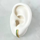 Topos Carril Curvo 2.9gr / 1.5cm / Esmeraldas 46pts Broche Mariposa Oro Amarillo 18K (Joya) *