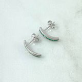 Topos Carril Curvo 2.45gr / 1.5cm / Esmeraldas 46pts Broche Mariposa Oro Blanco 18K (Joya) *