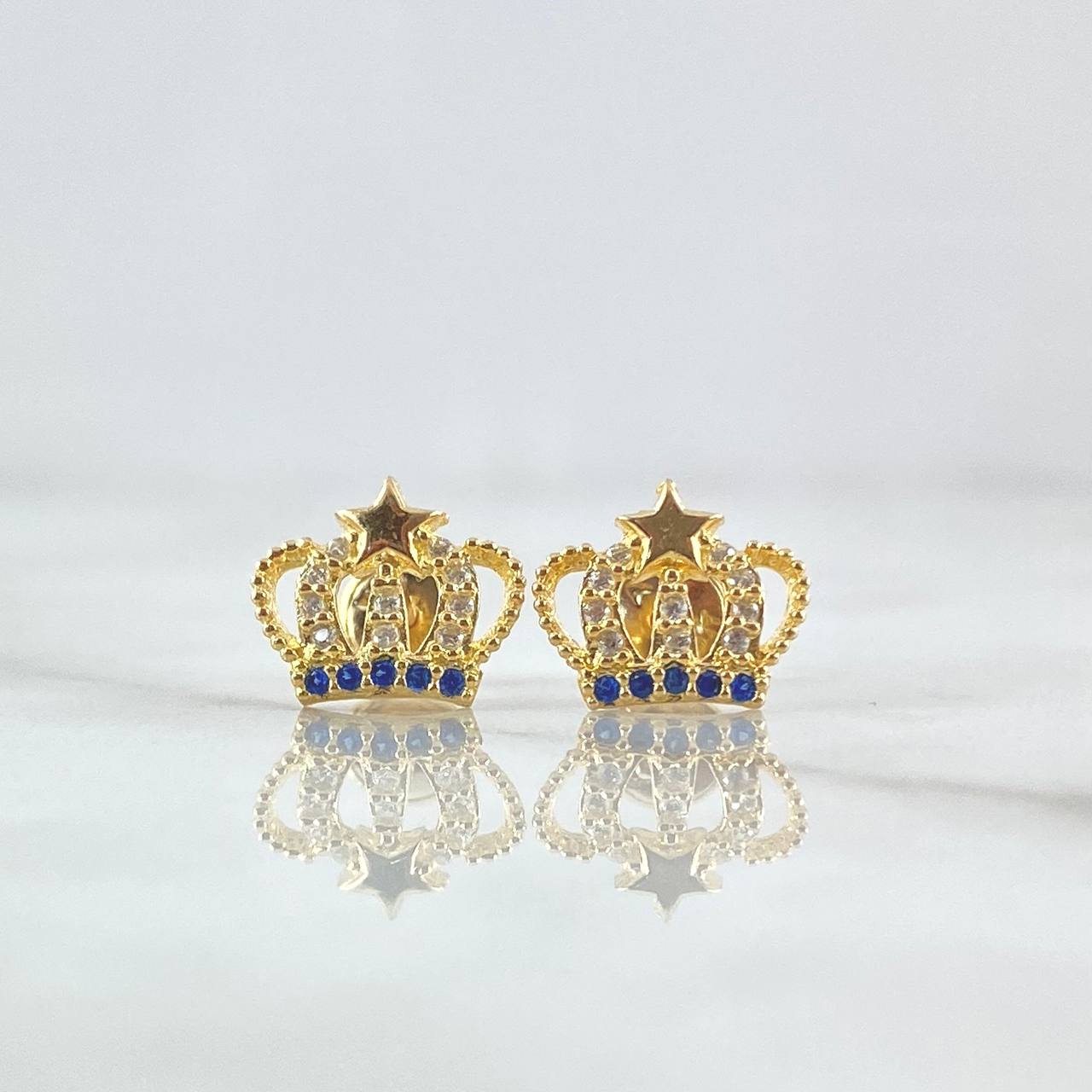 Topos Corona Estrella 1.55gr / 9mm / Circones Blancos Azules Oro Amarillo 18K