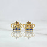 Topos Corona Estrella 1.5gr / 9mm / Circones Blancos Azules Oro Amarillo 18K