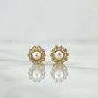 Topos Halo Flor Perla 1.1gr / 7mm / Circones Blancos Oro Amarillo 18K