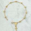 Pulso Denario Espiga 2.9gr / 19cm-4mm Bolas Diamantadas Virgen Milagrosa Cruz Oro Amarillo 18K