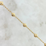 Pulso Denario Espiga 2.9gr / 19cm-4mm Bolas Diamantadas Virgen Milagrosa Cruz Oro Amarillo 18K