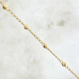 Pulso Denario Espiga 2.35gr / 18.5cm-3mm Bolas Diamantadas Virgen Milagrosa Cruz Oro Amarillo 18K