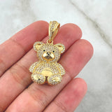 Dije Oso Ojos Negros 8.2gr / 4cm-Circones Blancos Oro Amarillo 18K