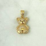 Dije Oso Ojos Negros 5gr / 3cm-Circones Blancos Oro Amarillo 18K