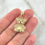 Dije Oso Ojos Negros 5gr / 3cm-Circones Blancos Oro Amarillo 18K