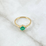 Anillo Solitario Estrella Cardinal 2.1gr / T6 1/2 / Esmeralda 50pts Diamantes 5pts Oro Amarillo 18K (Joya) *