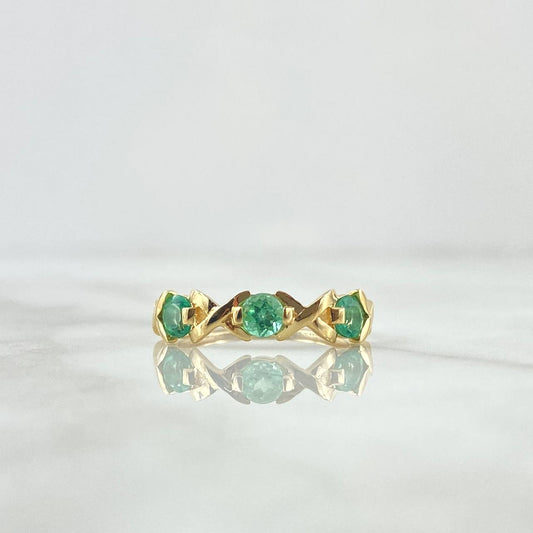 Anillo Trio Cruzado 2.15gr / T6 1/4 / Esmeraldas 78pts Oro Amarillo 18K (Joya) *