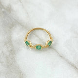 Anillo Trio Cruzado 2.15gr / T6 1/4 / Esmeraldas 78pts Oro Amarillo 18K (Joya) *