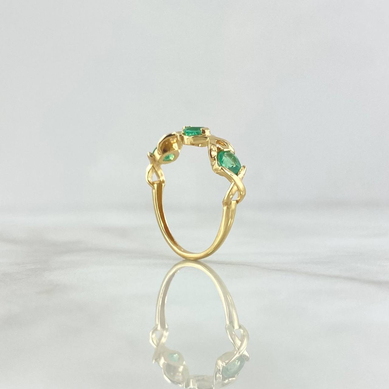 Anillo Trio Cruzado 2.15gr / T6 1/4 / Esmeraldas 78pts Oro Amarillo 18K (Joya) *