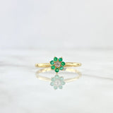 Anillo Flor Septima 1.3gr / T6 3/4 / Esmeraldas 14pts Oro Amarillo 18K (Joya) *